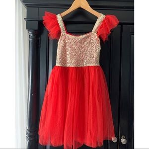🌸 Girls gorgeous boutique dress gold/ red